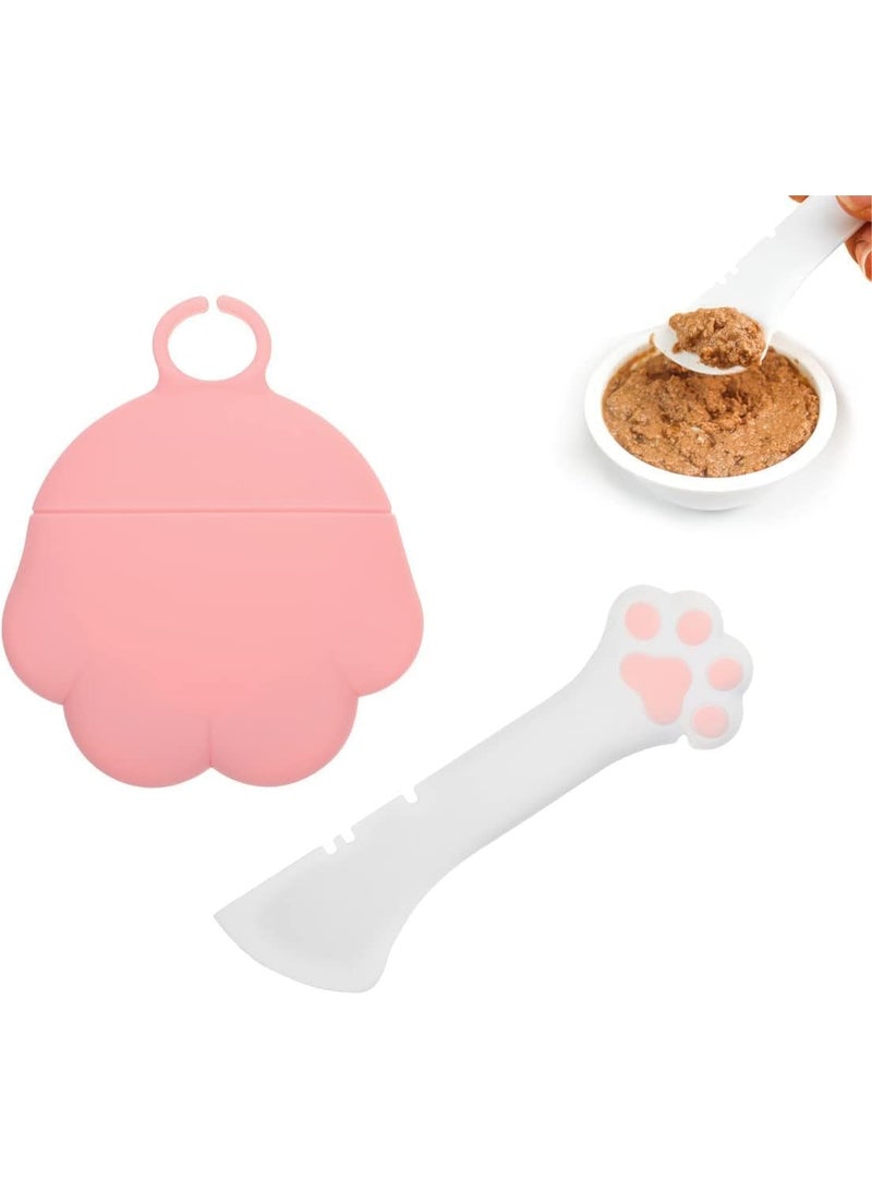 ChicAbode Cat Food Can Lid, With Wet Food Spoon, Silicone Pet Food Can Lids Covers, Reusable Topper for 3 Standard Size Food Cans, Open Can With Spoon, Manual Can Opener（Pink） - Image 2